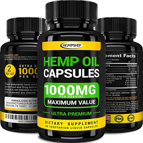 Image of Hemp Oil Capsules - 1000 MG of Pure Hemp Extract per Serving