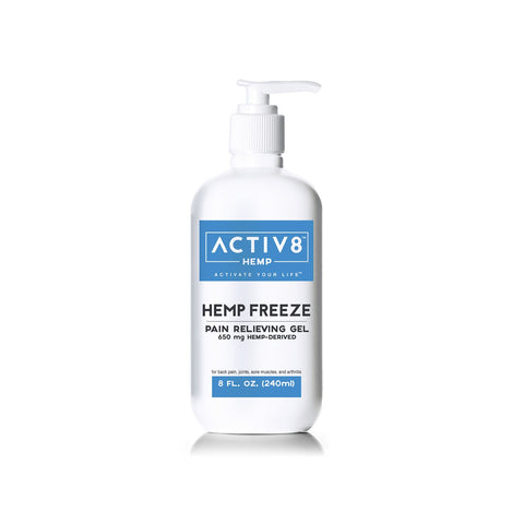 Image of ACTIV8 Hemp FREEZE (Pain Relieving Gel | Extra Strength Formula) – 250mg & 650mg Hemp Oil Per Bottle – For Back Pain, Sore Muscles, Joints & Arthritis